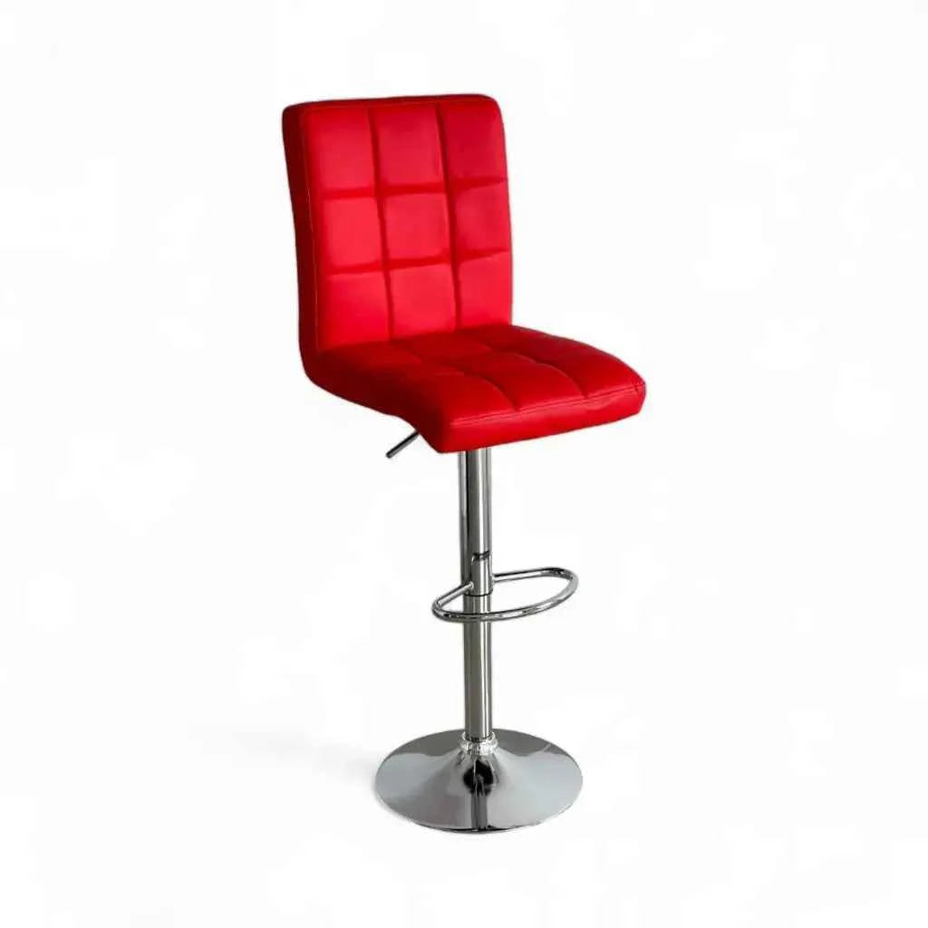 Silla para barra vintage roja en cuero PU con espaldar alto y altura graduable