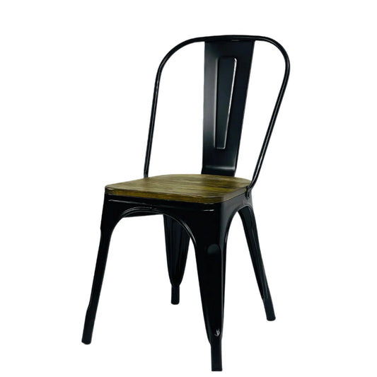 Silla Metálica Tolix Asiento Madera