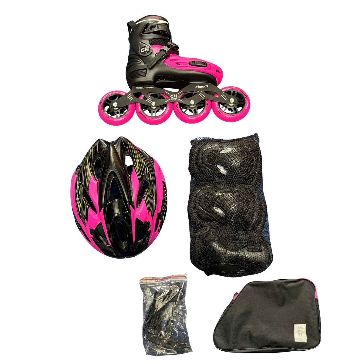 Patines semiprofesionales rosados de bota dura para patinaje en línea