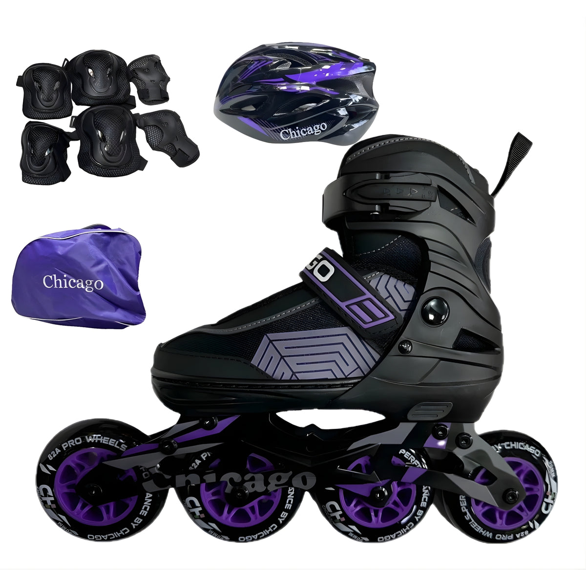 Kit De Patines Semiprofesionales Chicago En Línea Bota Blanda