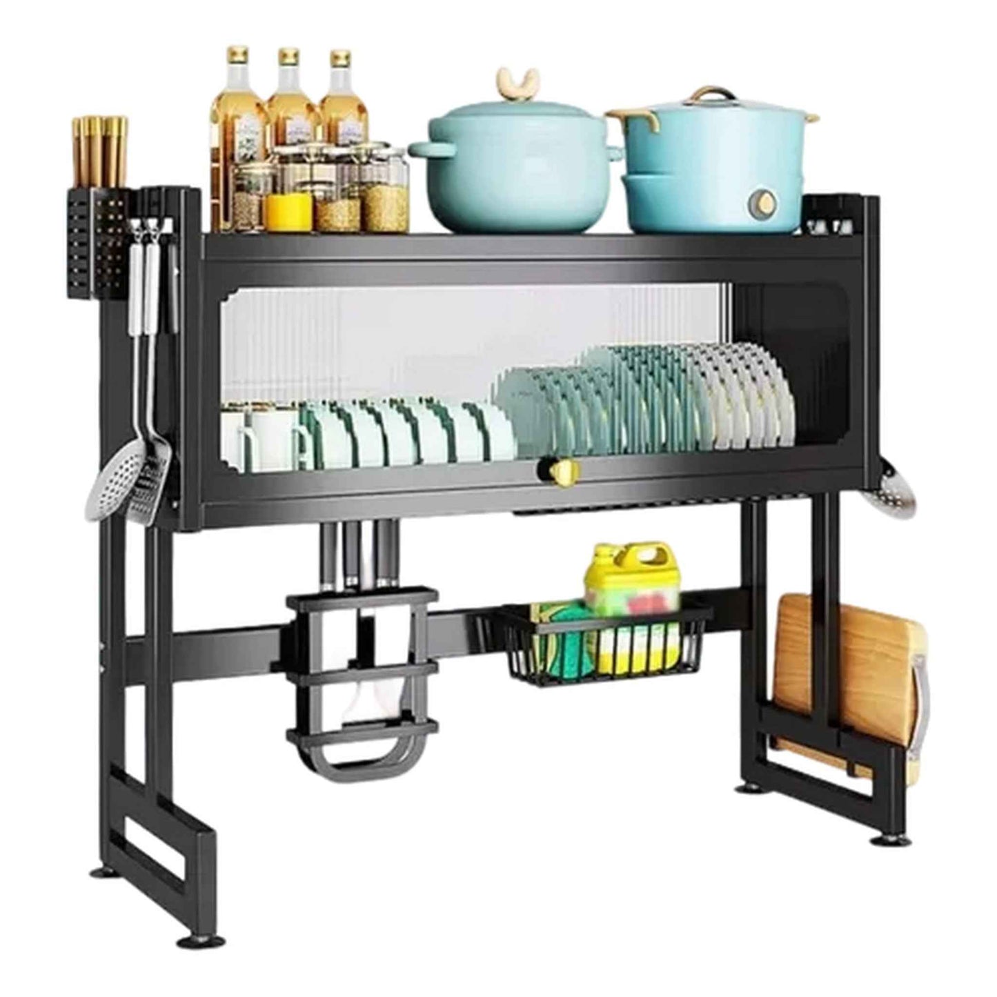 Organizador de cocina graduable para platos, vasos y cubiertos de uso comercial