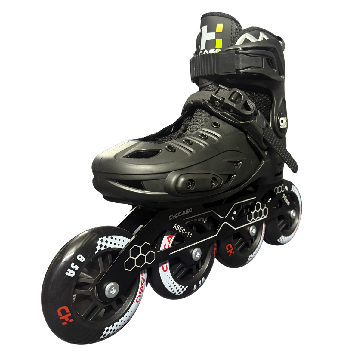 Patines en línea negros de bota dura para uso semiprofesional