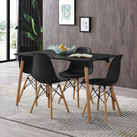 Mesa rectangular de comedor con sillas Eames estándar