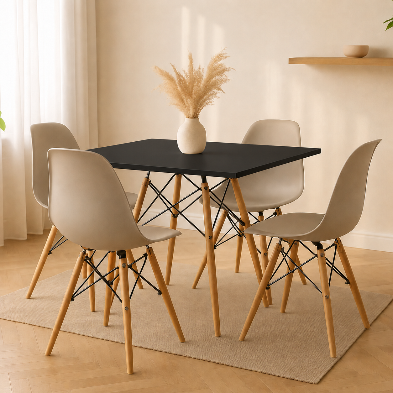Comedor Minimalista mesa cuadrada Eames Premium
