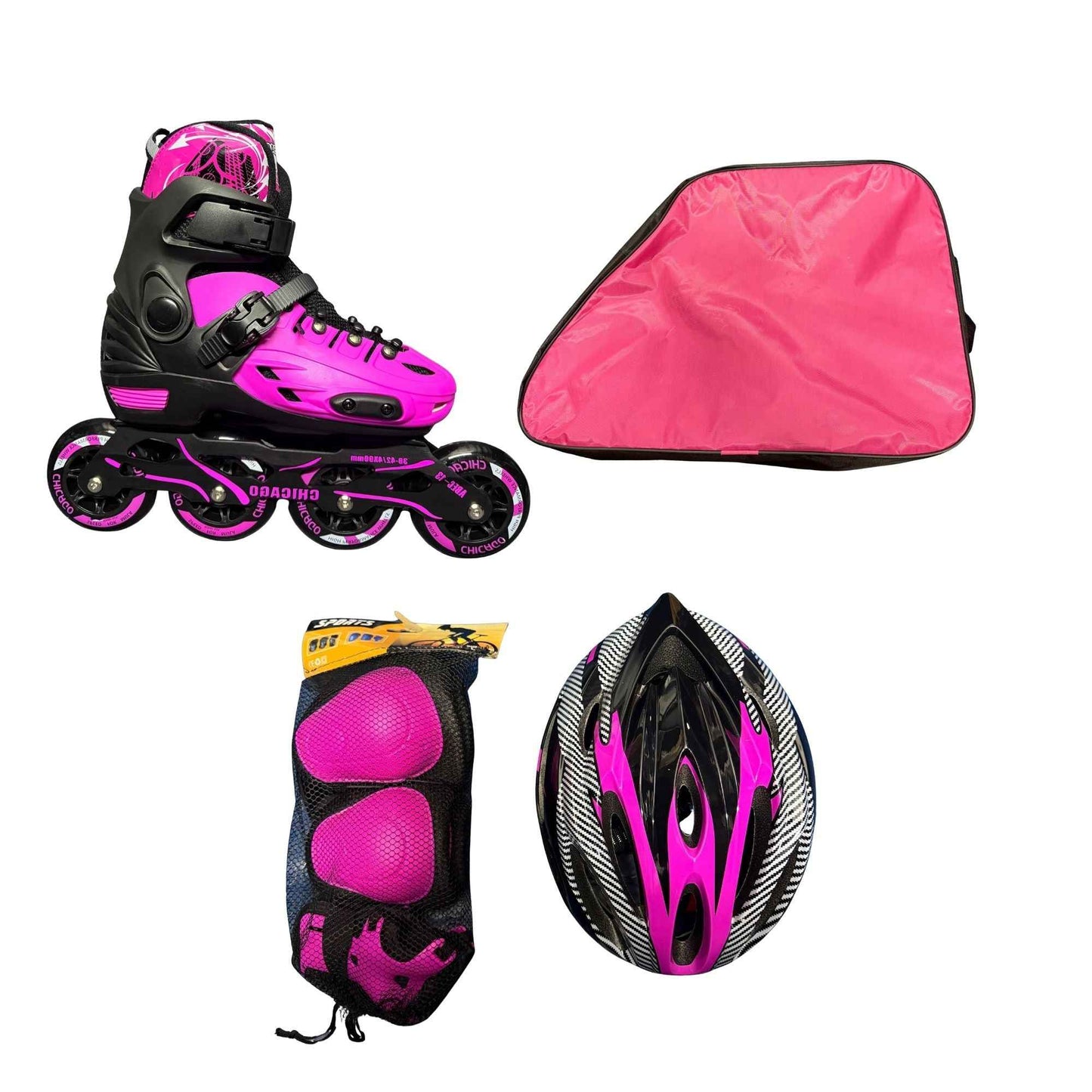 Patines en Línea Semiprofesionales Antichoque Kit - Distrionline Chicago Fucsia