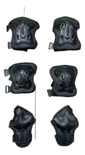 Kit de protecciones Chicago negro para patinaje, tienda o club deportivo