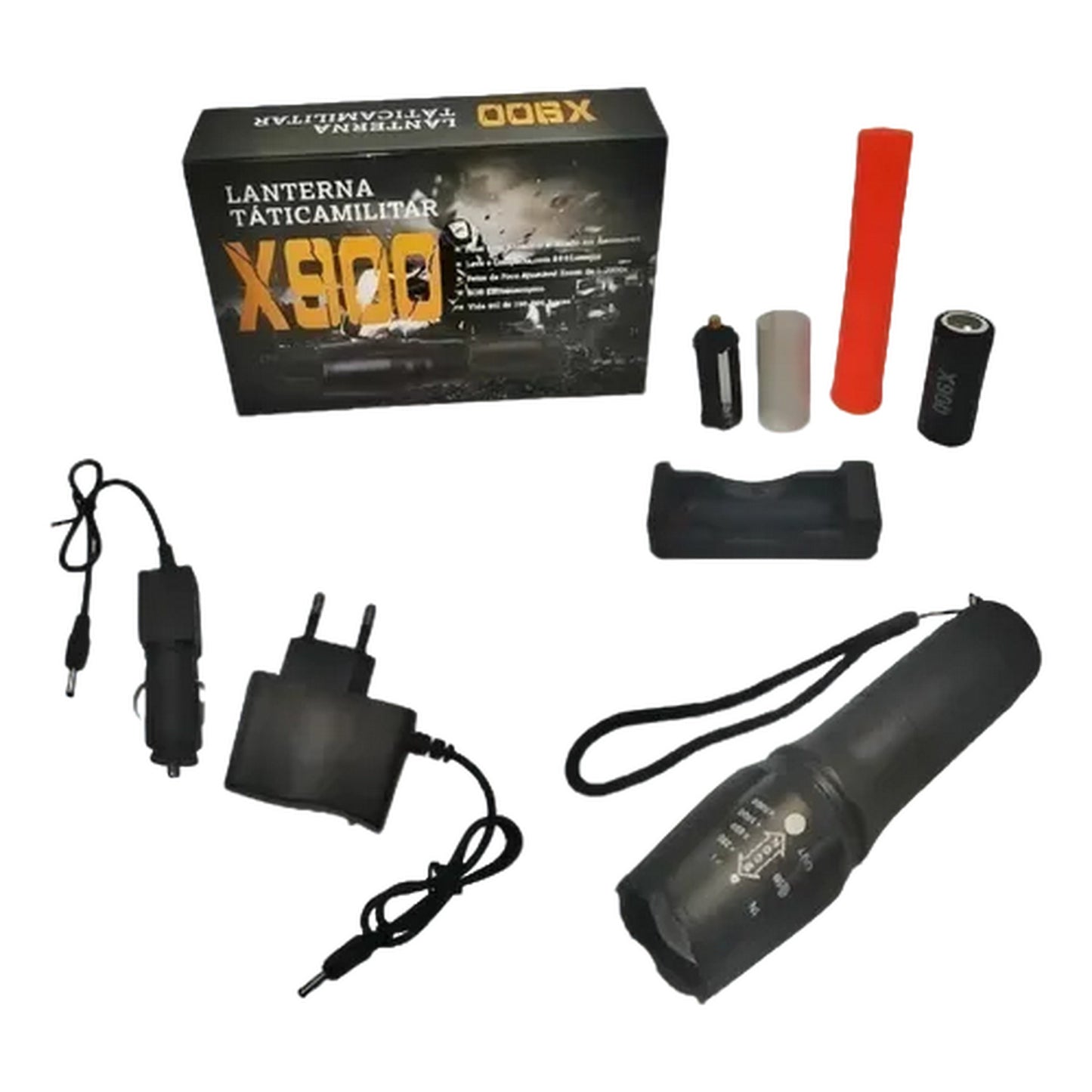 Linterna táctica militar recargable ultra potente con zoom X900