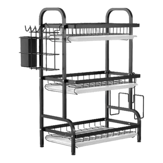 Organizador de cocina de 3 niveles en hierro para platos, vasos y utensilios
