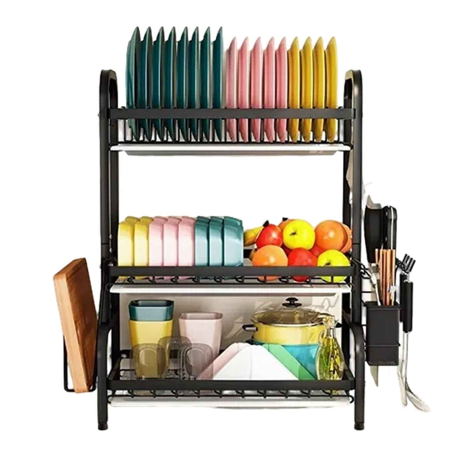 Estante organizador de cocina en hierro para platos, loza y uso comercial