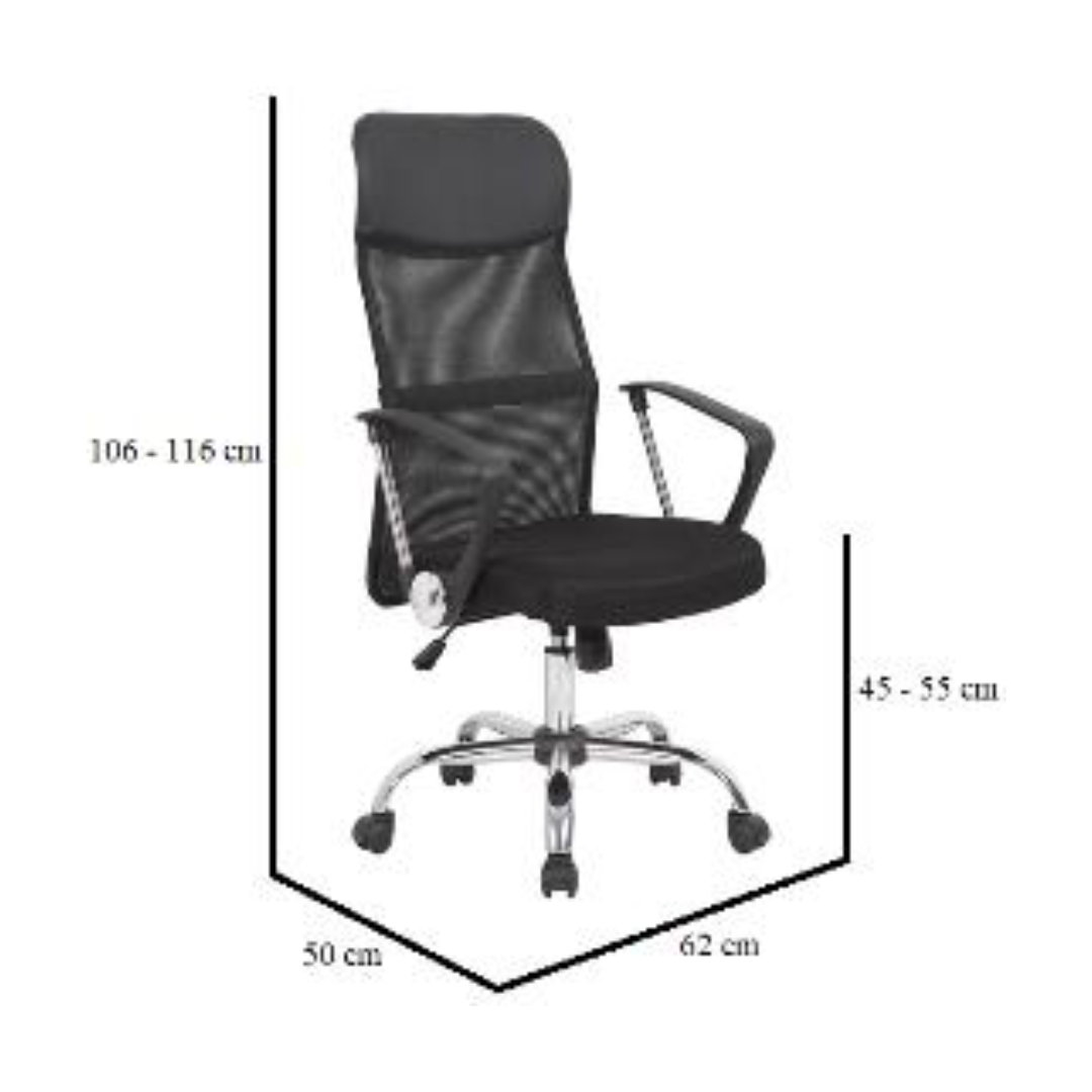 Vista lateral de silla de oficina AxisChair negra para negocio u oficina