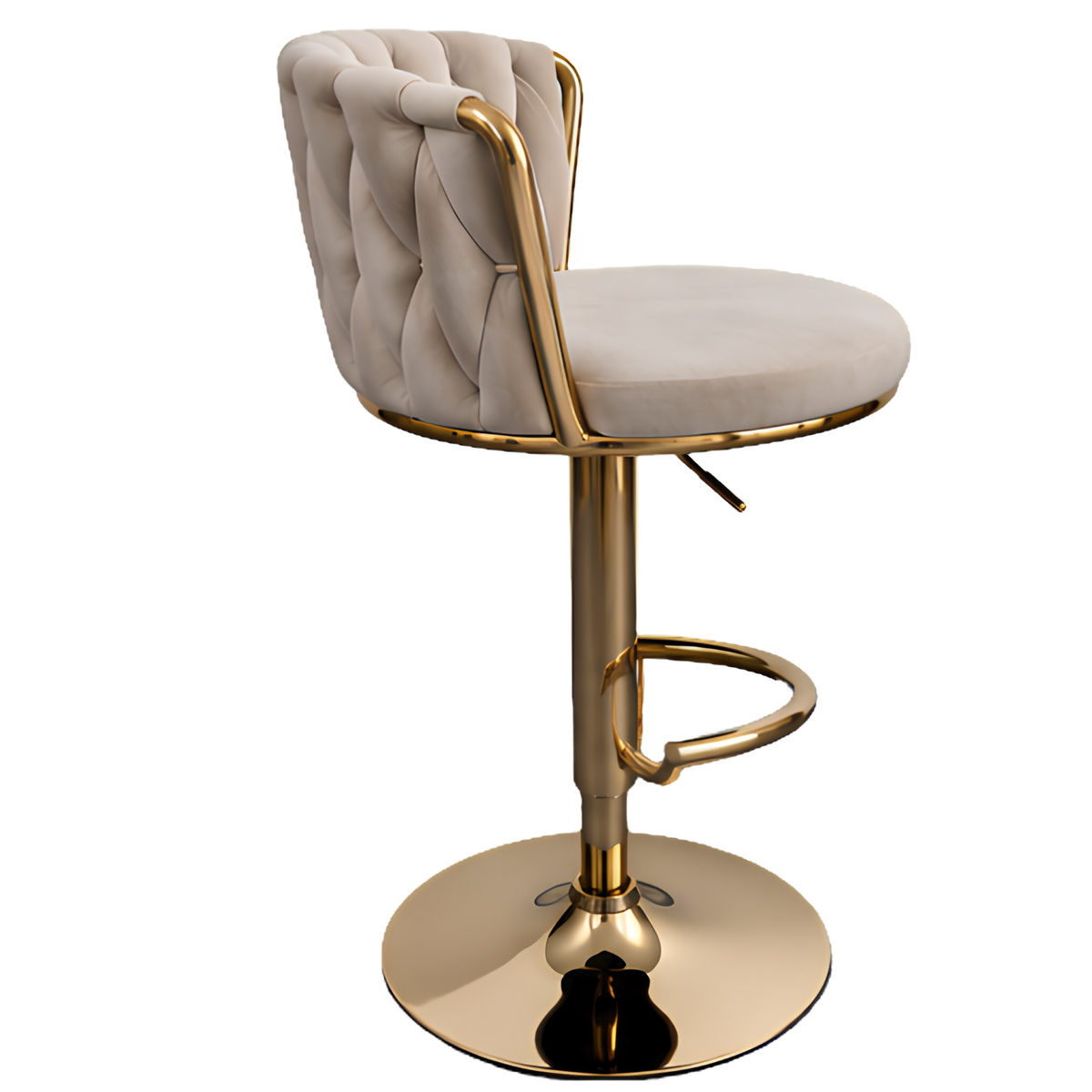 Silla Hogar Giratoria Capitoné de Espaldar Envolvente con Base Dorada