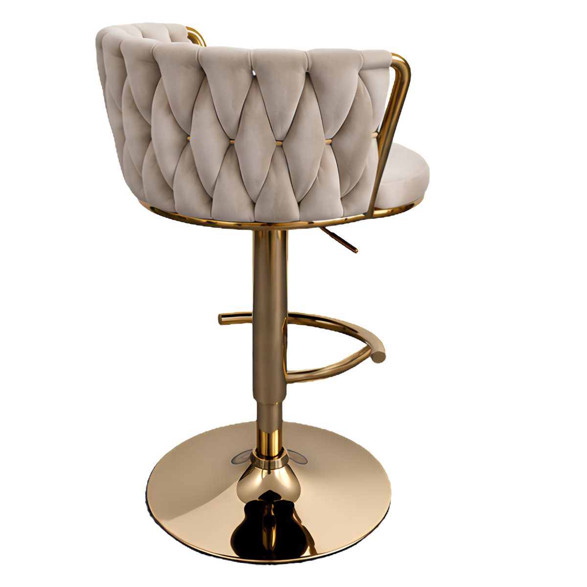 Silla Hogar Giratoria Capitoné de Espaldar Envolvente con Base Dorada