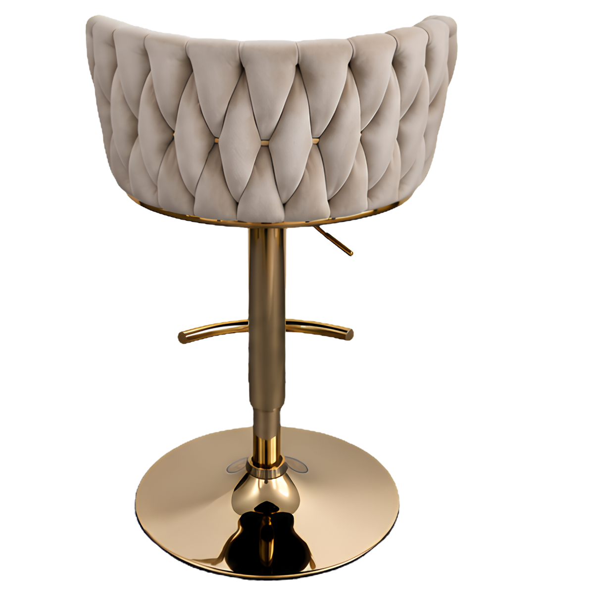 Silla Hogar Giratoria Capitoné de Espaldar Envolvente con Base Dorada
