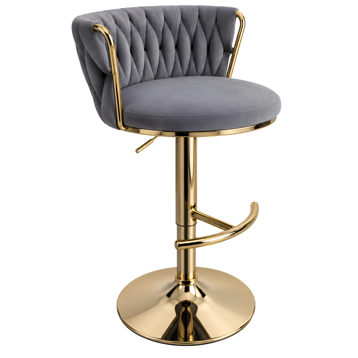 Silla Hogar Giratoria Capitoné de Espaldar Envolvente con Base Dorada