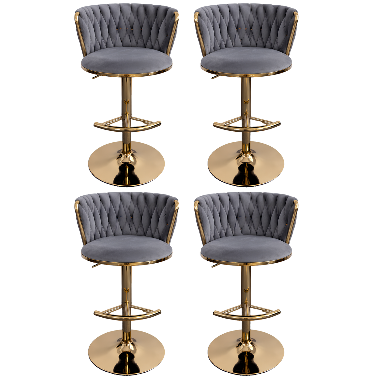 Silla Hogar Giratoria Capitoné de Espaldar Envolvente con Base Dorada