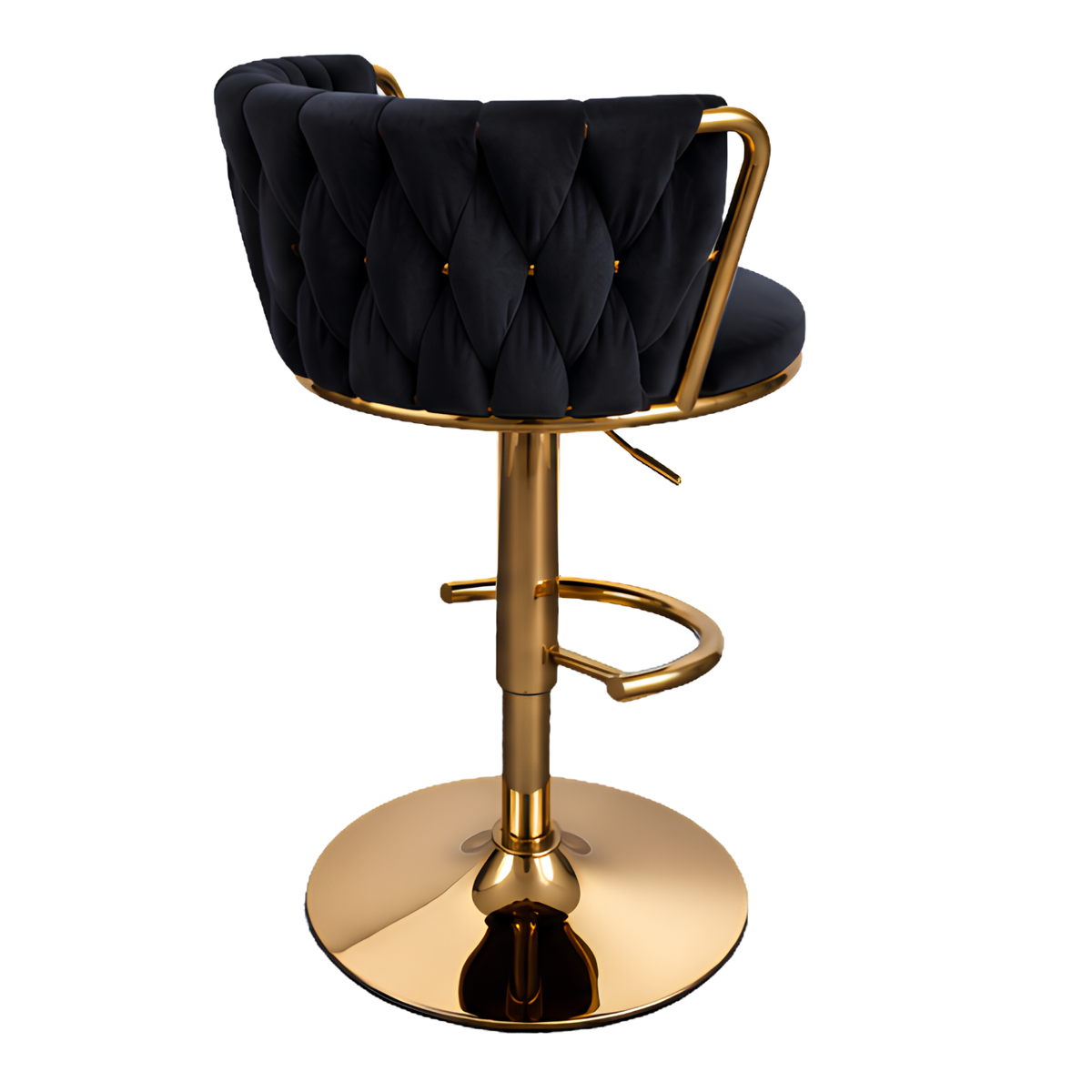 Silla Hogar Giratoria Capitoné de Espaldar Envolvente con Base Dorada