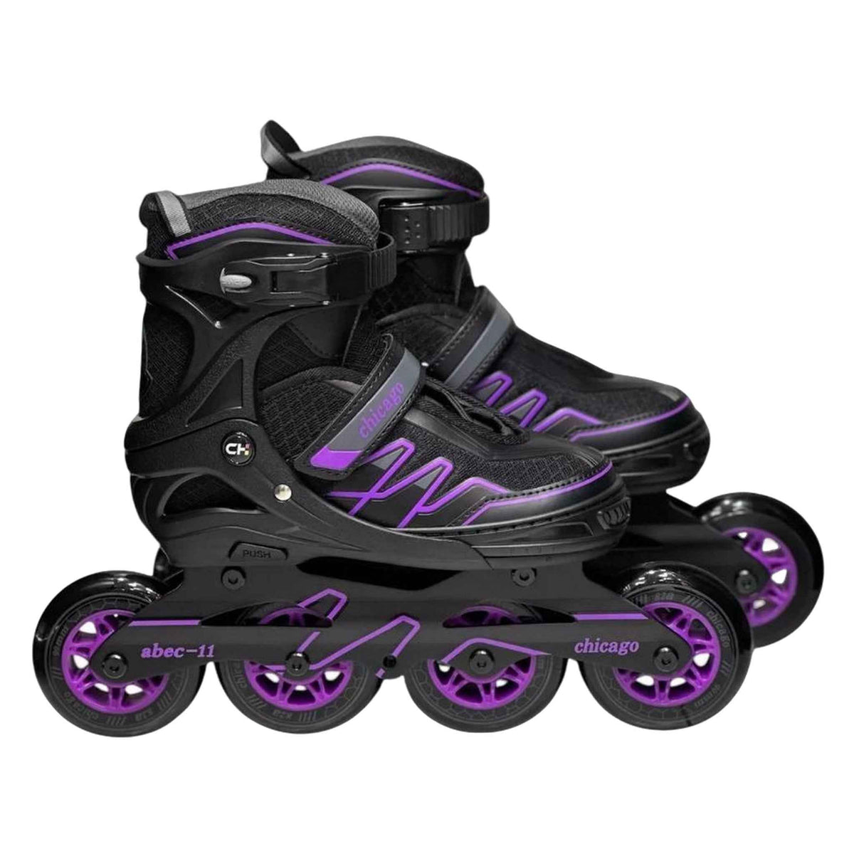 Patines semiprofesionales Chicago negros y morados para jóvenes y adultos