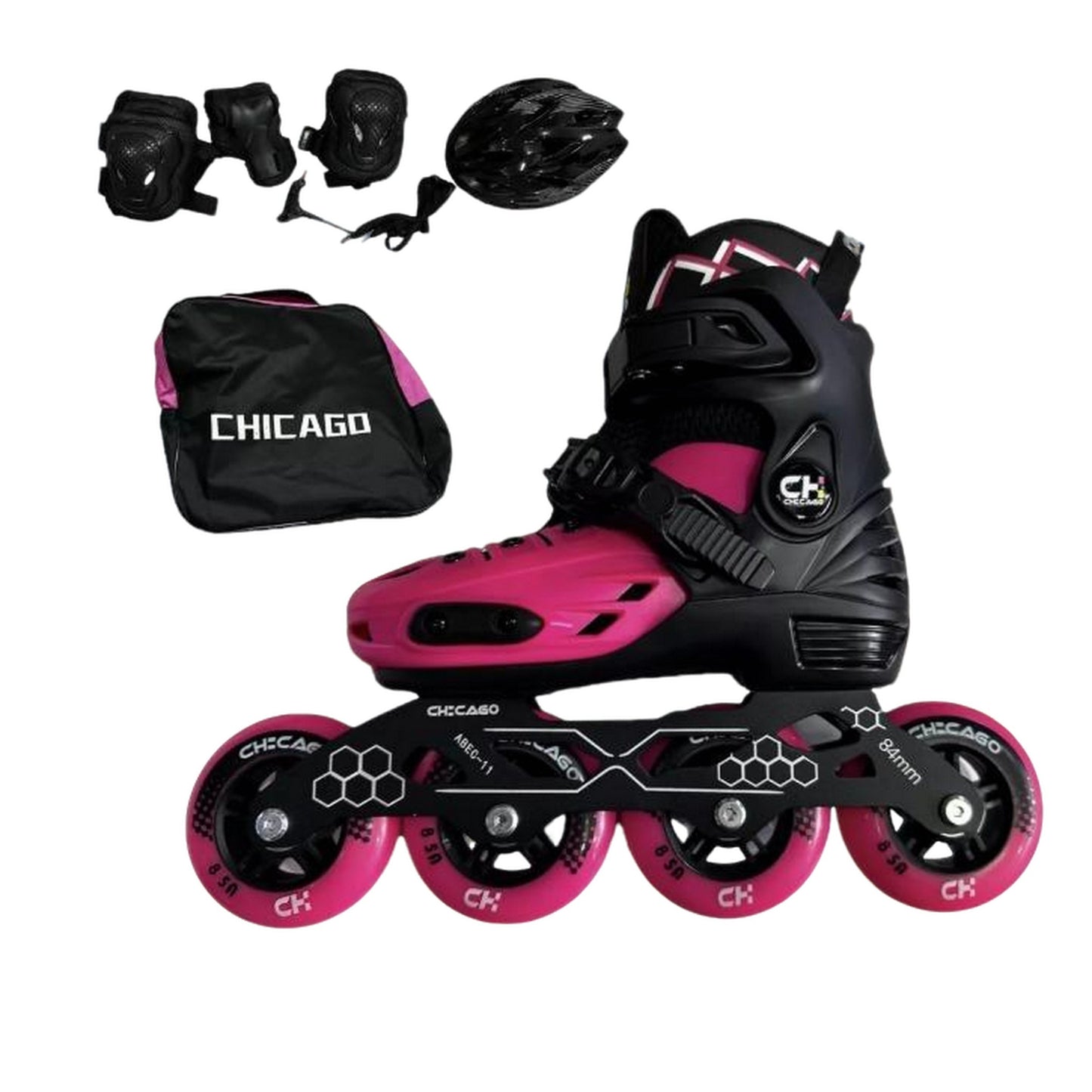 Kit Patines Chicago Semiprofesionales Antichoque Rueda 85A