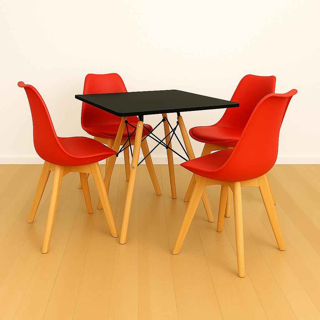 Juego de comedor mesa cuadrada con silla EMA para hogar familiar