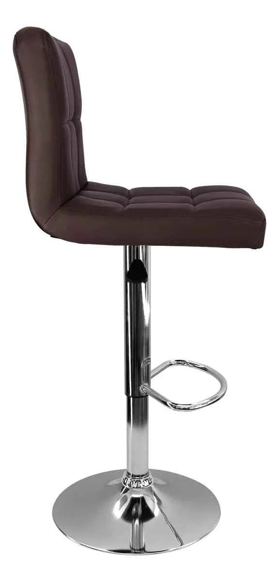 Silla alta café con diseño vintage, espaldar bajo y altura graduable
