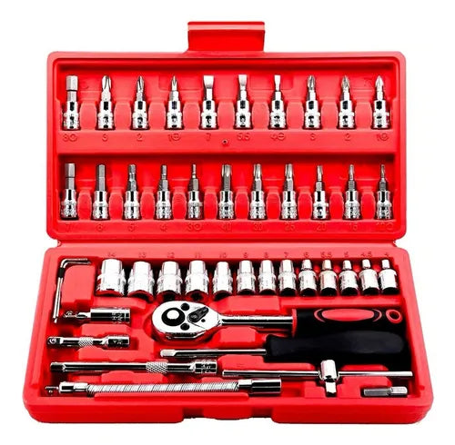 Juego De Copas 46 Piezas Herramientas Hogar Moto Ratchet