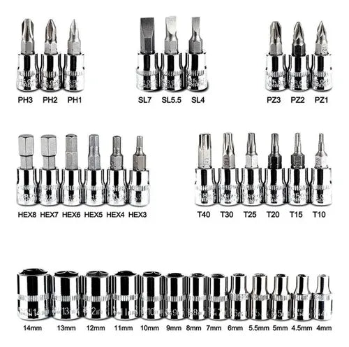 Juego De Copas 46 Piezas Herramientas Hogar Moto Ratchet