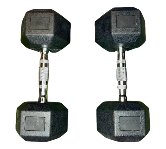 Mancuernas Pesas 10kg Encauchetadas Hexagonales Sport Runner