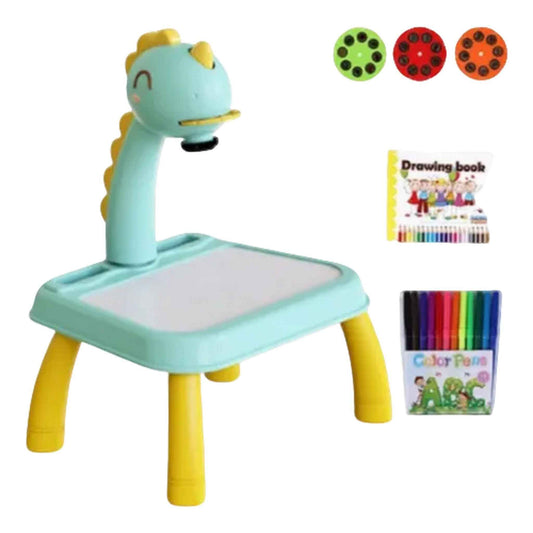 Mesa de dibujo infantil con proyector musical, pizarra y accesorios creativos