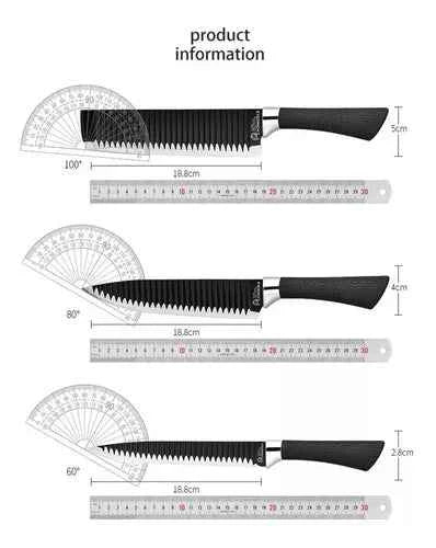 Set de cuchillos profesionales negros para cocina, chef o negocio gastronómico