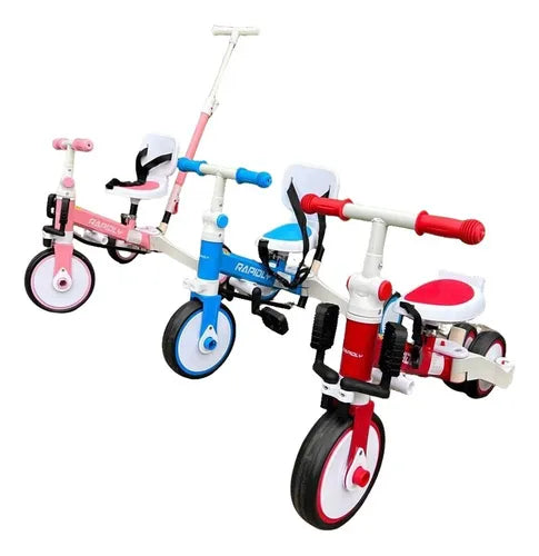 Triciclo Bicicleta Para Niños 5 En 1 Impulso Y Pedales Roja