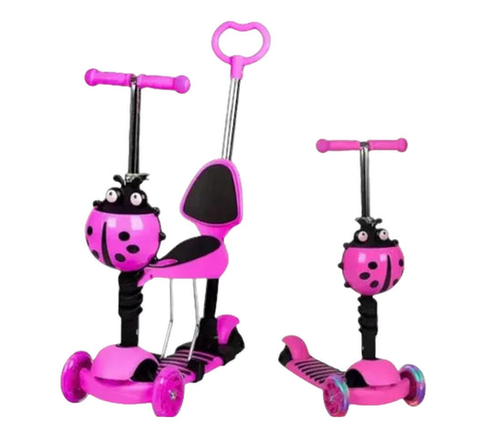 Monopatín Scooter 5 En 1 Mariquita Con Luces Color Verde