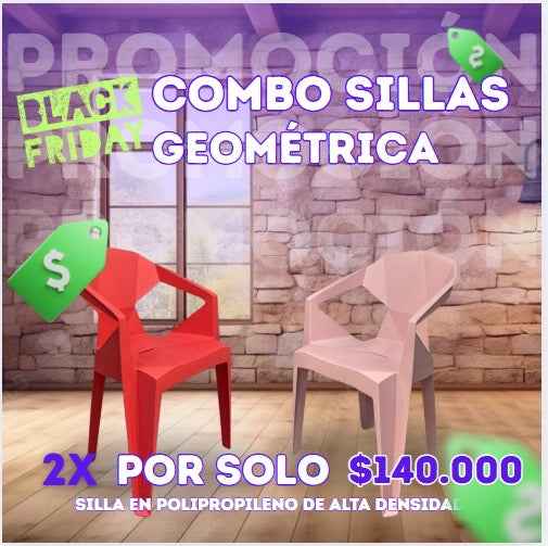 Silla geométrica roja en polipropileno para comedor, terraza o restaurante