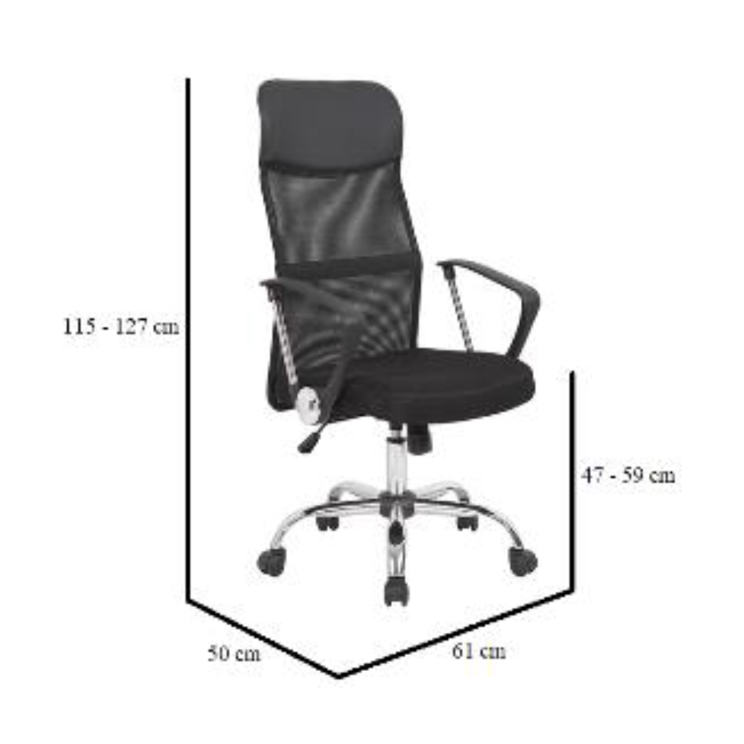 Vista lateral de silla secretarial Focus ergonómica para oficina o negocio