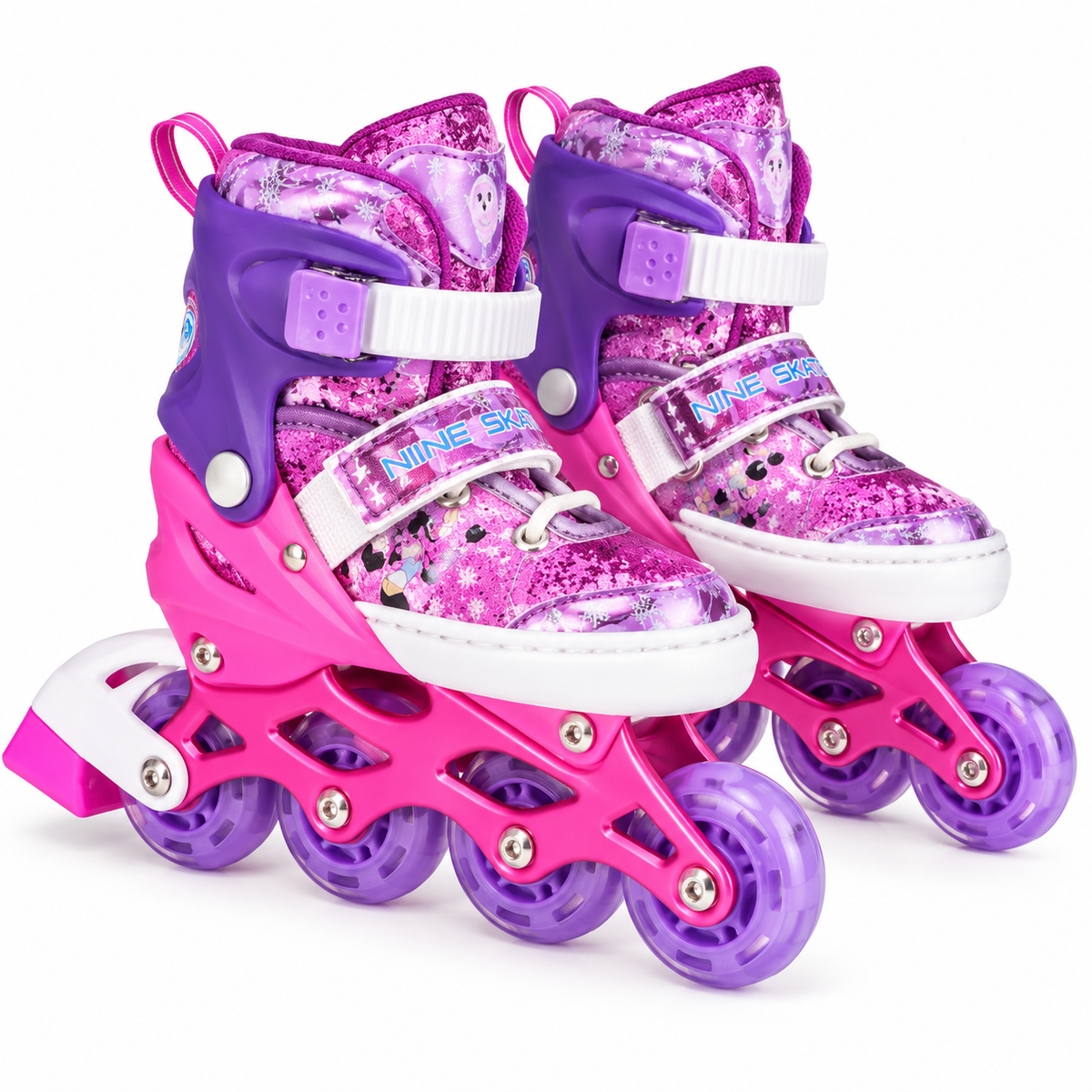 Patines En Linea Con Luces Para Niños Talla S Morado Con Fucsia