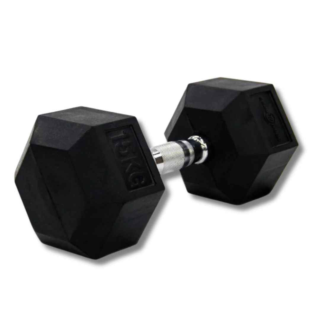 Mancuerna Hexagonal Encauchetada 15 Kg (2 Unidades)