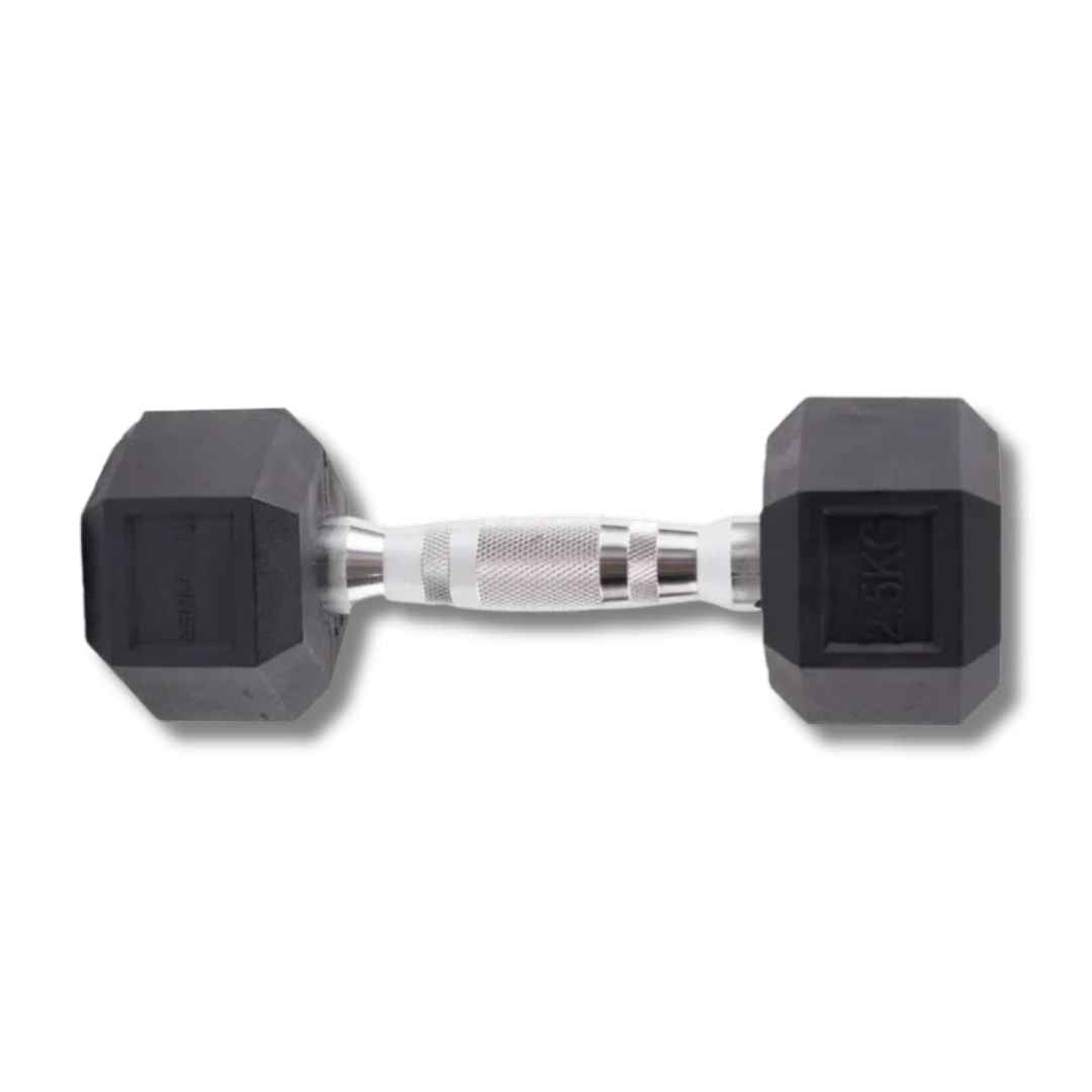Par de mancuernas hexagonales encauchetadas de 2.5 kg para ejercicio en casa o gimnasio