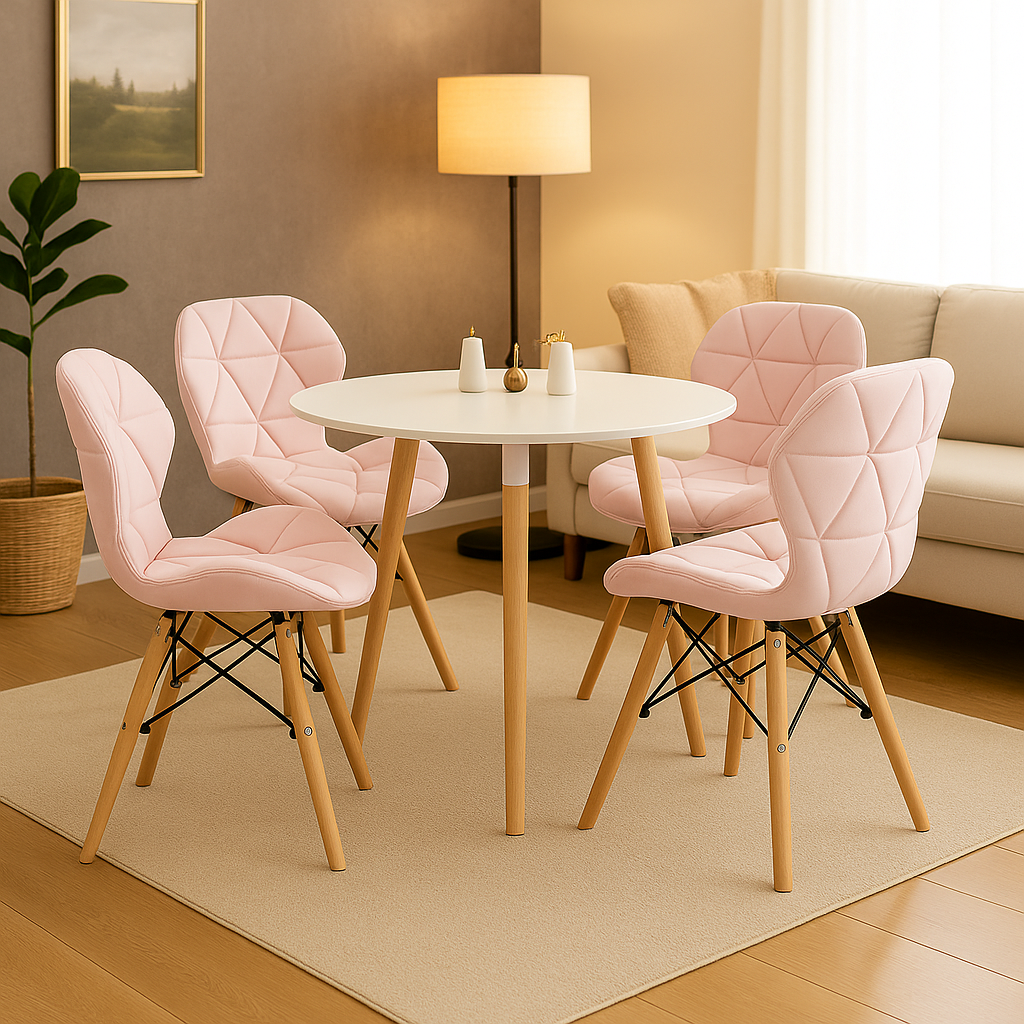 Comedor Minimalista Redonda ( 3 soportes) con silla Mariposa