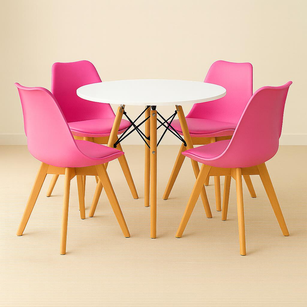 Comedor Moderno 4 Puestos Tipo Eames + Silla Emma Estandar