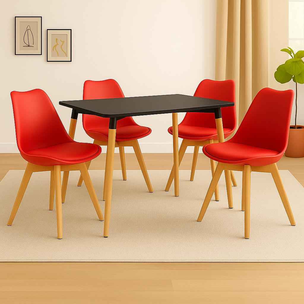Juego de comedor rectangular con sillas Emma para comedor moderno y familiar