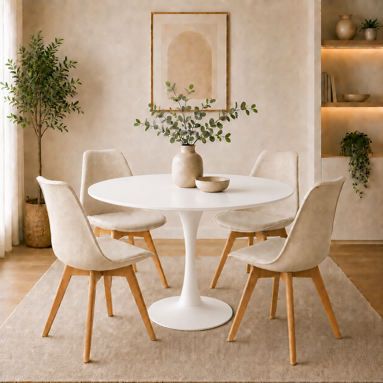 Comedor Sonic Blanco con 4 Sillas Emma Premium