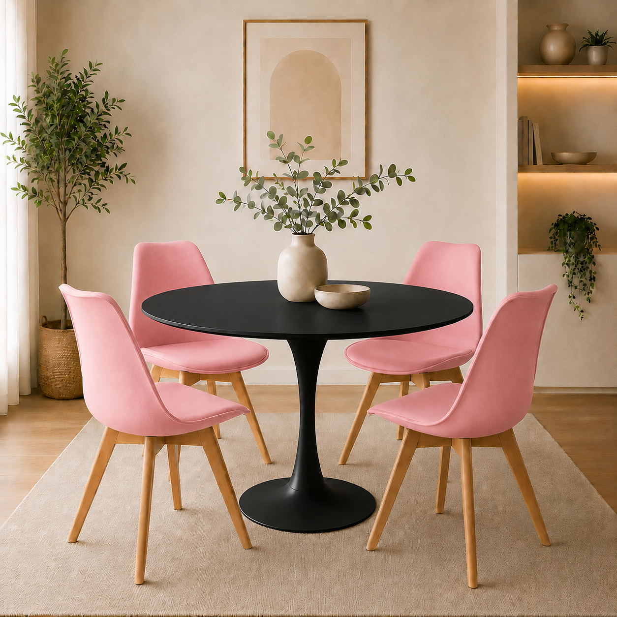 Comedor Sonic Blanco con 4 Sillas Emma Estandar