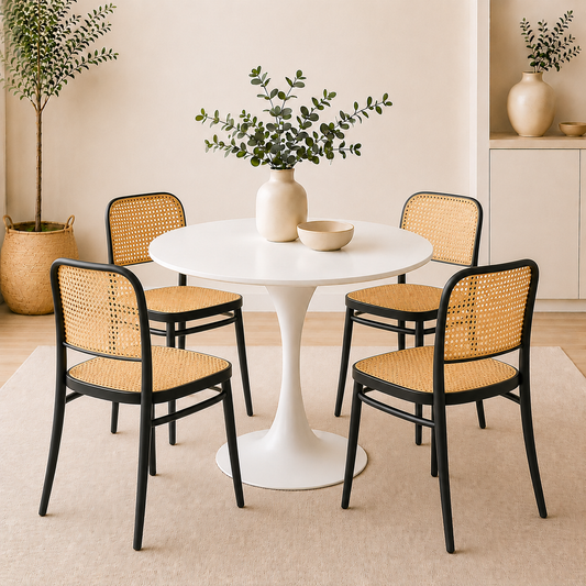 Juego de comedor Sonic con sillas Solea beige Premium para apartamento y sala comedor