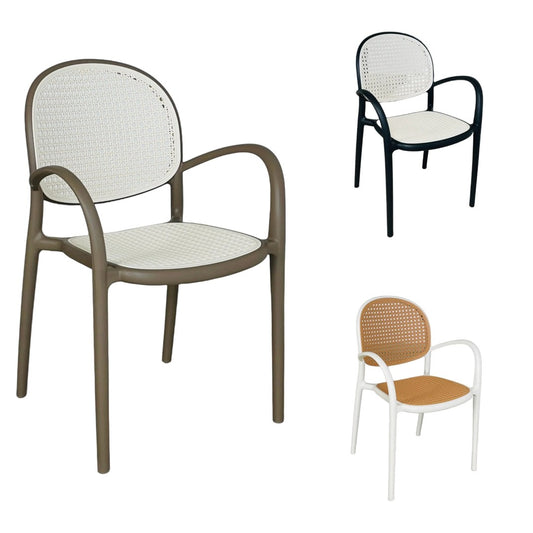 Silla PP Verano Tipo Mimbre con Brazos