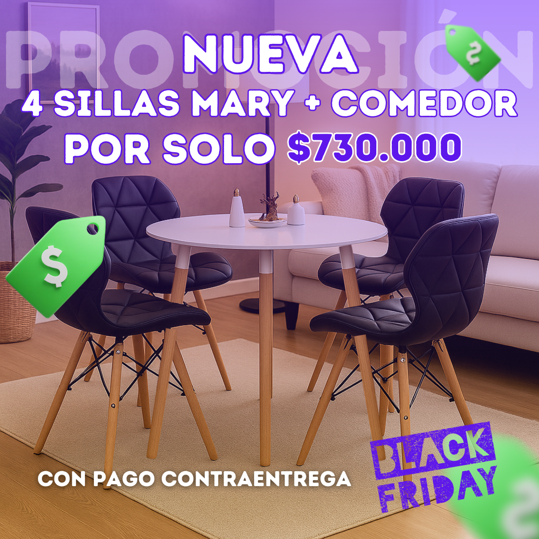 Comedor Minimalista Redonda ( 3 soportes) con silla Mariposa
