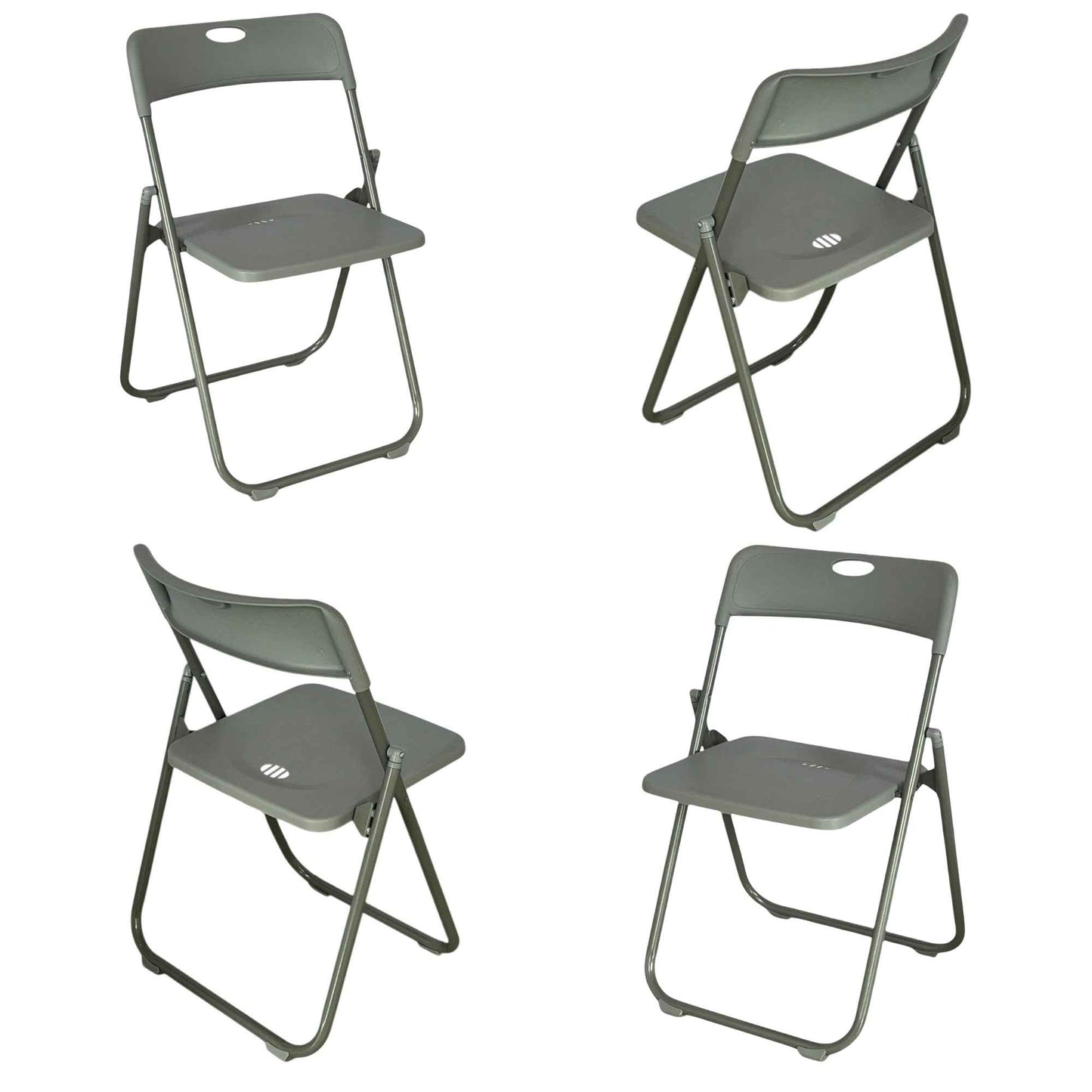 Silla plegable negra en plástico reforzado para eventos, hogar y uso comercial