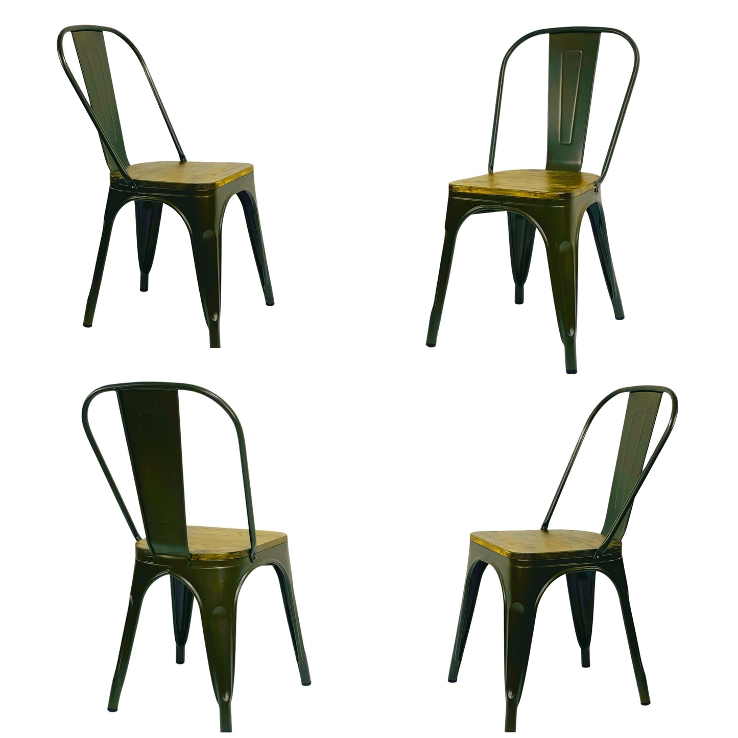 Silla Metálica Tolix Asiento Madera