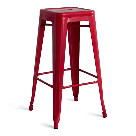 Taburete Tolix rojo metálico para cafetería, bar o negocio
