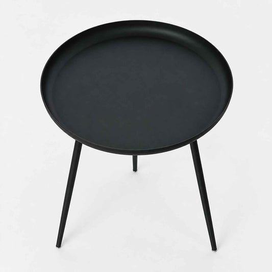 Mesa auxiliar negra redonda de 40 cm con patas modernas para sala