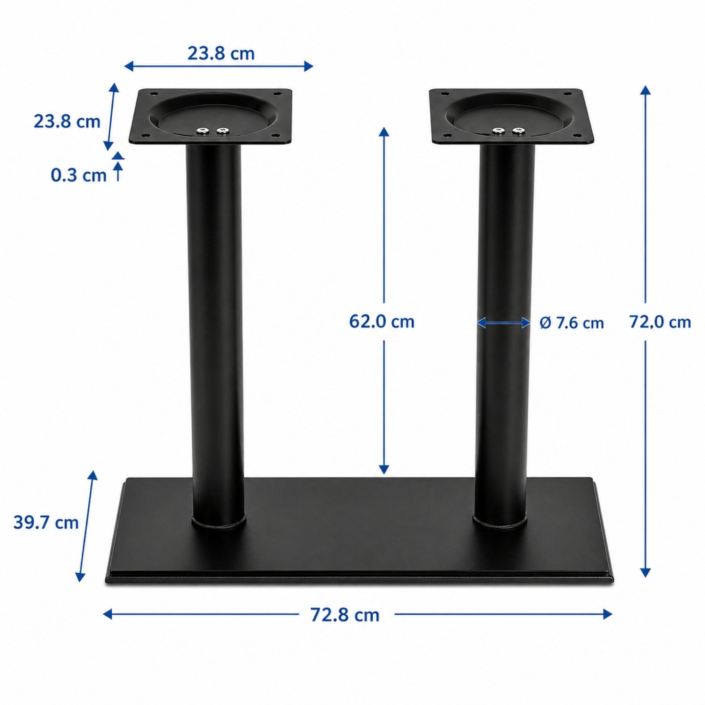 Base rectangular metálica para mesa grande ideal para restaurantes y cafeterías