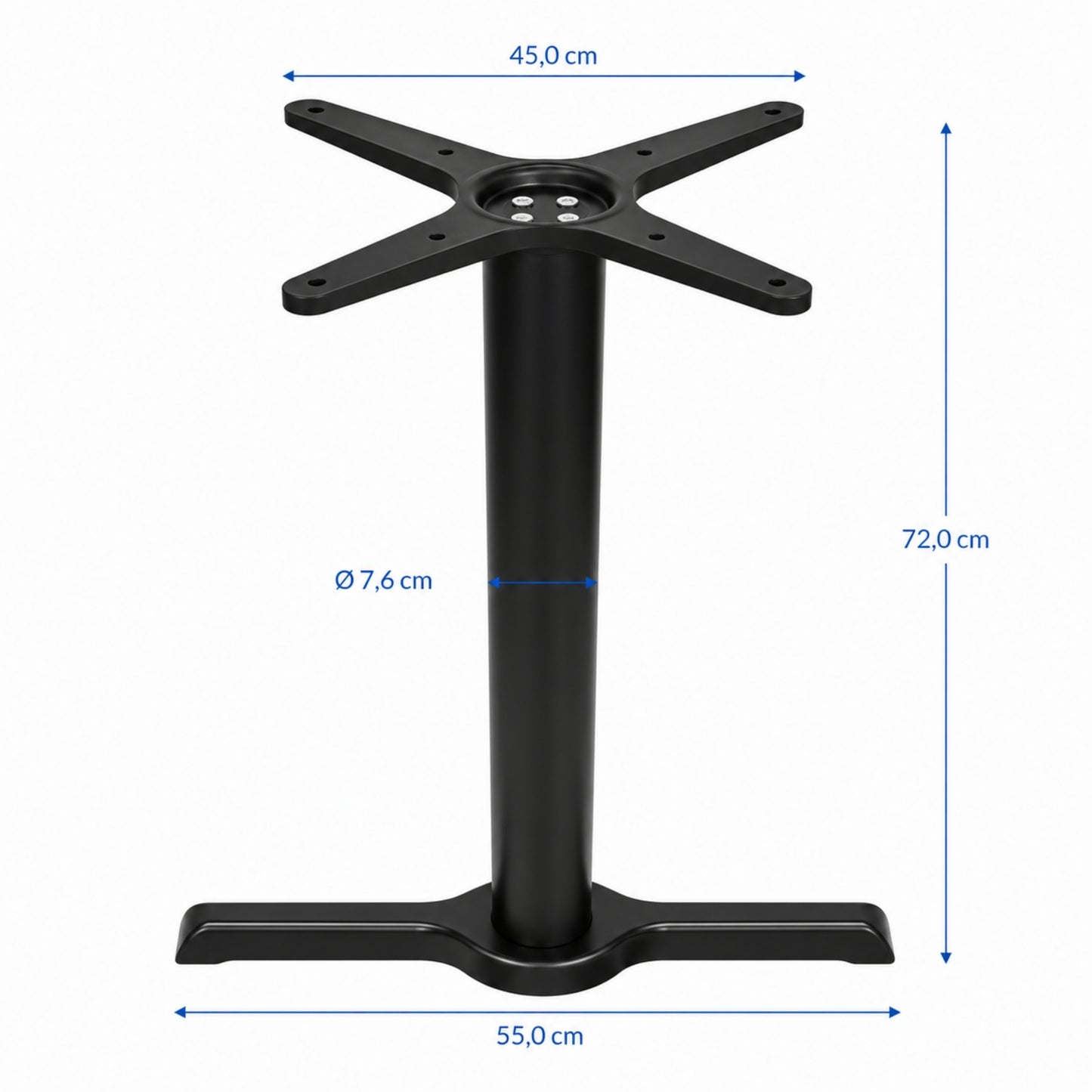 Base doble metálica para mesa rectangular ideal para restaurantes y cafeterías